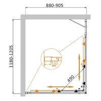 Душевой уголок Cezares Molveno-AH-21-90+30-C-GM-IV, 120 x 90 см, стекло прозрачное, профиль оружейная сталь
