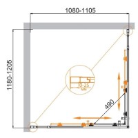 Душевой уголок Cezares Molveno-AH-22-120/110-C-GM-IV, 120 x 110 см, стекло прозрачное, профиль оружейная сталь