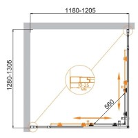 Душевой уголок Cezares Molveno-AH-22-130/120-C-GM-IV, 130 x 120 см, стекло прозрачное, профиль оружейная сталь
