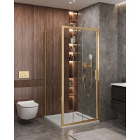 Душевой уголок Cezares Molveno-AHF-31-100/90-C-BORO-IV, 100 x 90 см, стекло прозрачное, профиль брашированное золото