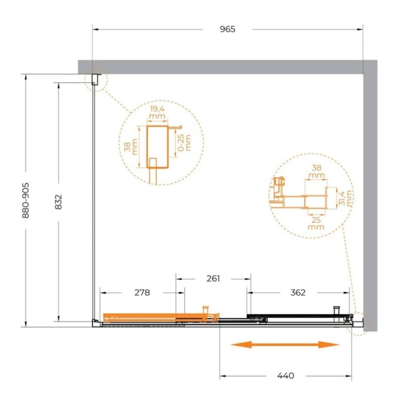 Душевой уголок Cezares Molveno-AHF-31-100/90-C-CR-IV, 100 x 90 см, стекло прозрачное, профиль хром