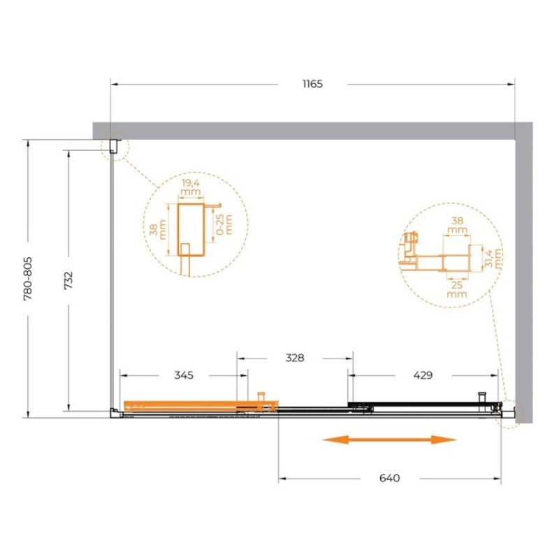 Душевой уголок Cezares Molveno-AHF-31-120/80-C-CR-IV, 120 x 80 см, стекло прозрачное, профиль хром