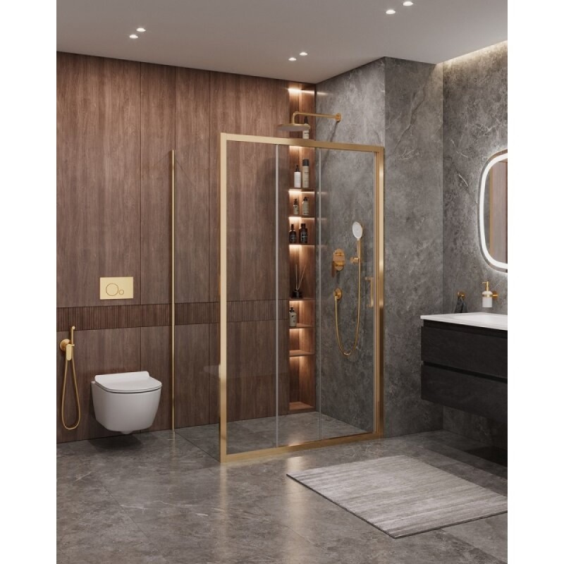 Душевой уголок Cezares Molveno-AHF-31-120/90-C-BORO-IV, 120 x 90 см, стекло прозрачное, профиль брашированное золото