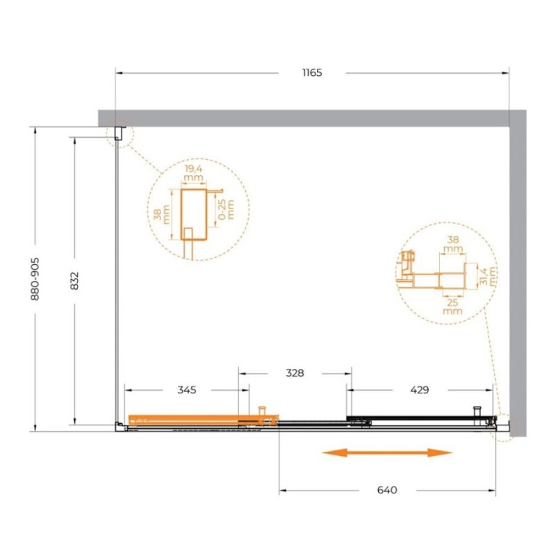 Душевой уголок Cezares Molveno-AHF-31-120/90-C-BORO-IV, 120 x 90 см, стекло прозрачное, профиль брашированное золото