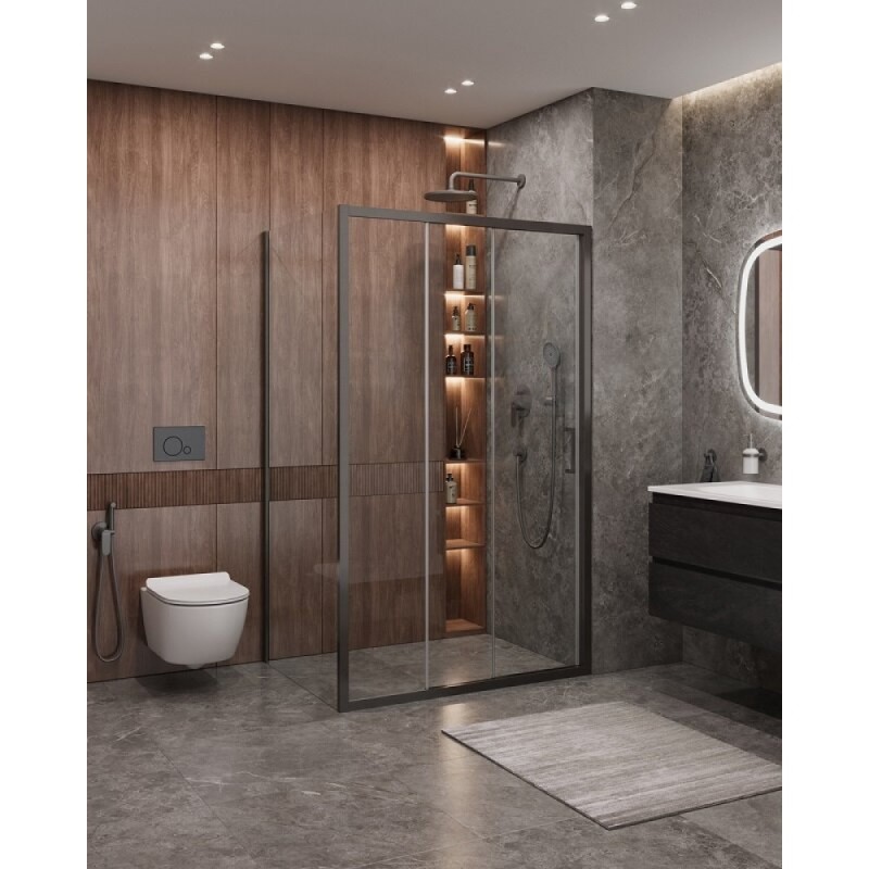 Душевой уголок Cezares Molveno-AHF-31-120/90-C-GM-IV, 120 x 90 см, стекло прозрачное, профиль оружейная сталь