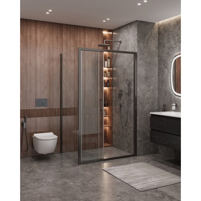 Душевой уголок Cezares Molveno-AHF-31-120/90-C-GM-IV, 120 x 90 см, стекло прозрачное, профиль оружейная сталь