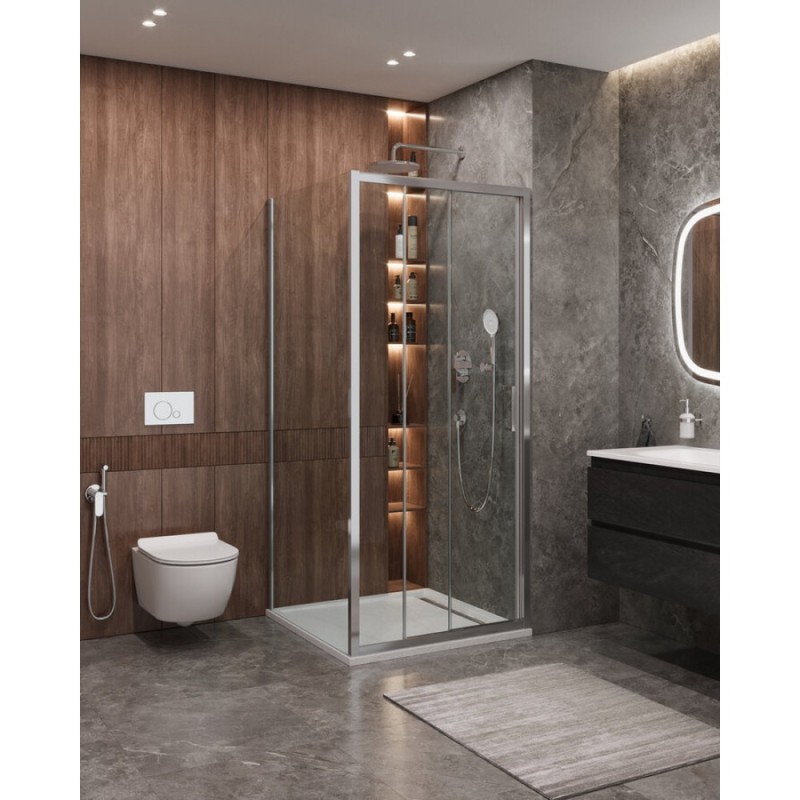 Душевой уголок Cezares Molveno-AHF-31-90/100-C-CR-IV, 90 x 100 см, стекло прозрачное, профиль хром