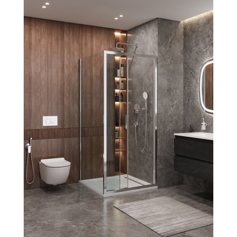 Душевой уголок Cezares Molveno-AHF-31-90/80-C-CR-IV, 90 x 80 см, стекло прозрачное, профиль хром