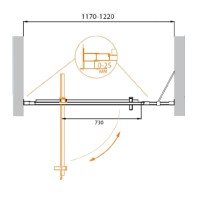 Душевая дверь Cezares Molveno-BA-11-100+20-C-Cr-IV, 120 см, стекло прозрачное антикальций, профиль хром