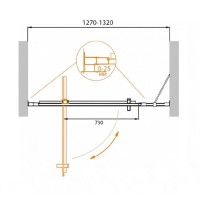 Душевая дверь Cezares Molveno-BA-11-100+30-C-Cr-IV, 130 см, стекло прозрачное антикальций, профиль хром