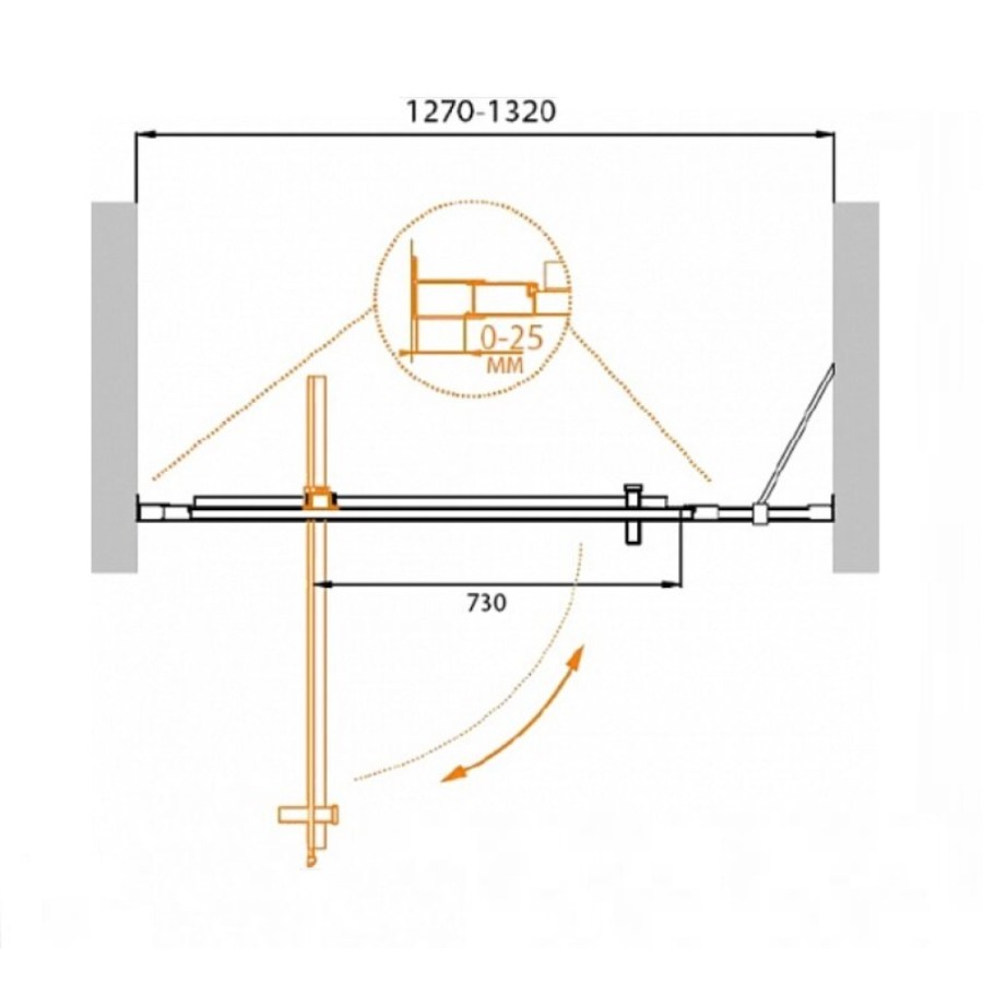 Душевая дверь Cezares Molveno-BA-11-100+30-C-Cr-IV, 130 см, стекло прозрачное антикальций, профиль хром