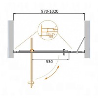Душевая дверь Cezares Molveno-BA-11-80+20-C-Cr-IV, 100 см, стекло прозрачное антикальций, профиль хром