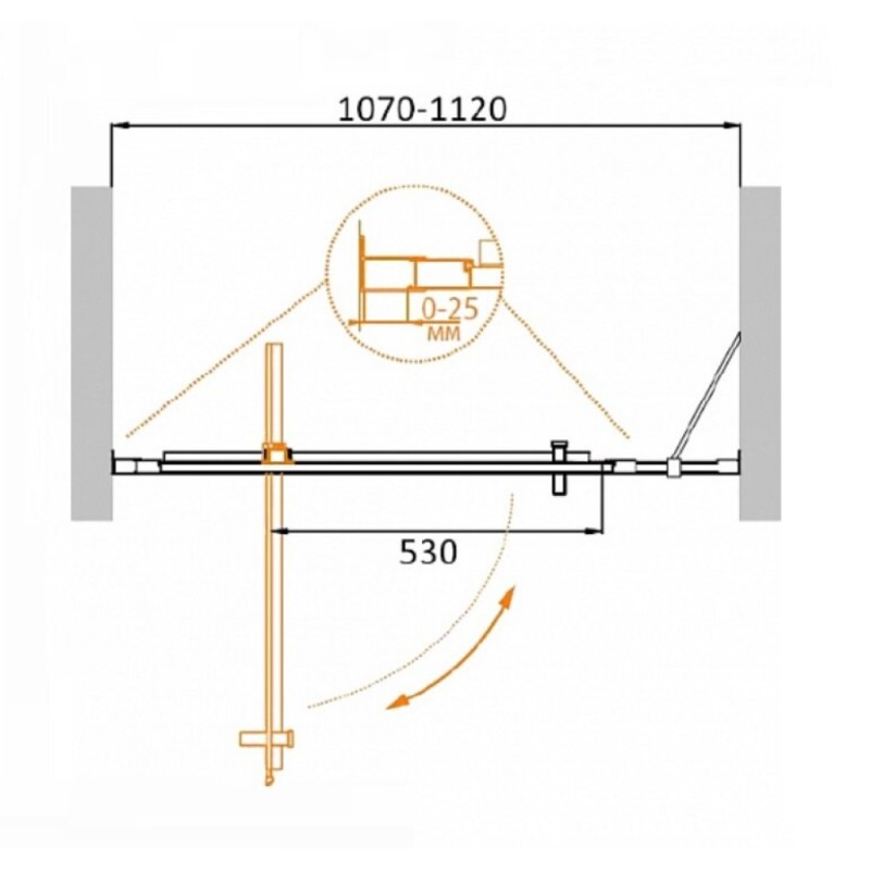 Душевая дверь Cezares Molveno-BA-11-80+30-C-Cr-IV, 110 см, стекло прозрачное, хром