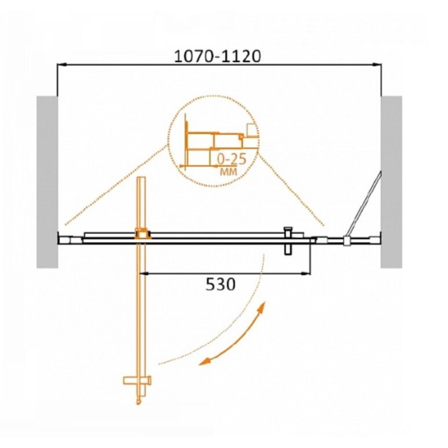 Душевая дверь Cezares Molveno-BA-11-80+30-C-Cr-IV, 110 см, стекло прозрачное, хром