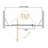Душевая дверь Cezares Molveno-BA-12-100+40-C-Cr-IV, 140 см, стекло прозрачное антикальций, профиль хром