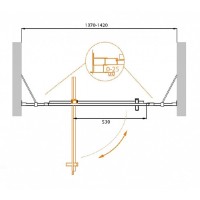 Душевая дверь Cezares Molveno-BA-12-80+60-C-Cr-IV, 140 см, стекло прозрачное антикальций, профиль хром
