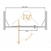 Душевая дверь Cezares Molveno-BA-12-90+50-C-Cr-IV, 140 см, стекло прозрачное антикальций, профиль хром