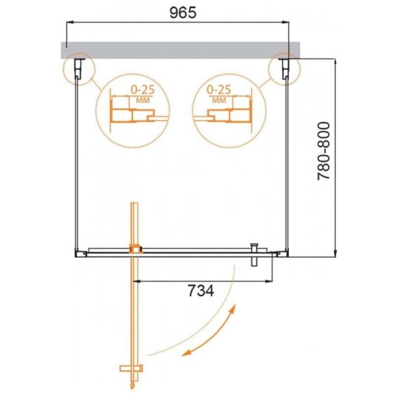 Душевой уголок Cezares MOLVENO-BA2-100/80-C-Cr-IV, 100 х 80 см, стекло прозрачное, профиль хром