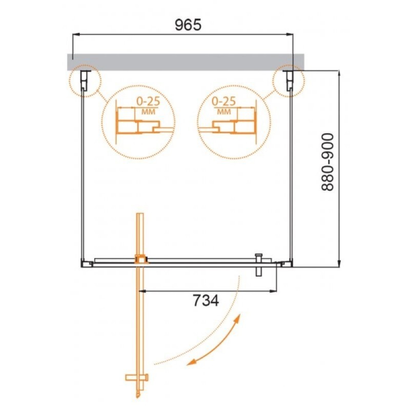 Душевой уголок Cezares MOLVENO-BA2-100/90-C-Cr-IV, 100 х 90 см, стекло прозрачное, профиль хром