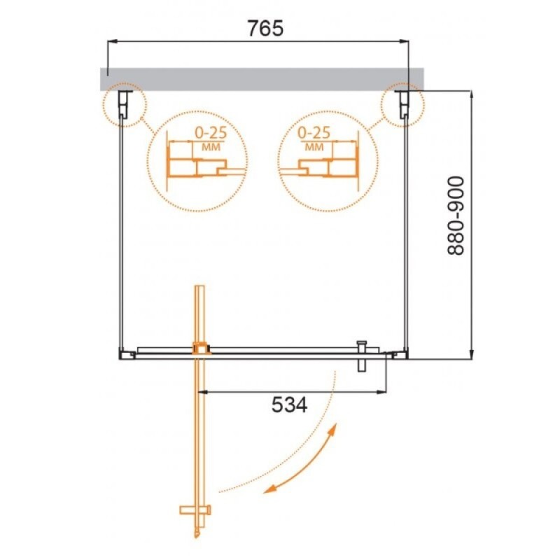 Душевой уголок Cezares MOLVENO-BA2-80/90-C-Cr-IV, 80 х 90 см, стекло прозрачное, профиль хром