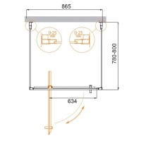 Душевой уголок Cezares MOLVENO-BA2-90/80-C-Cr-IV, 90 х 80 см, стекло прозрачное, профиль хром