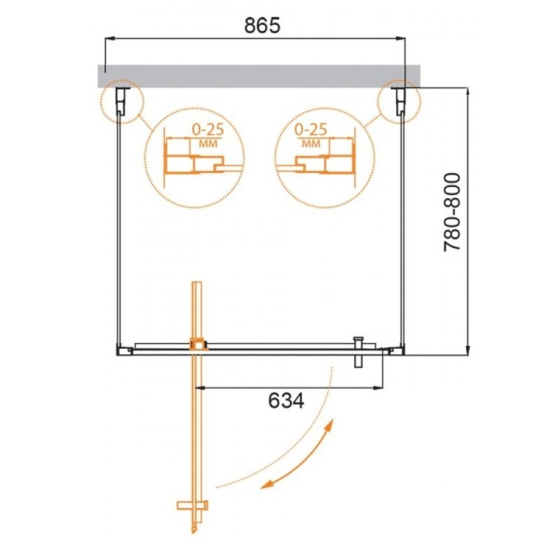 Душевой уголок Cezares MOLVENO-BA2-90/80-C-Cr-IV, 90 х 80 см, стекло прозрачное, профиль хром
