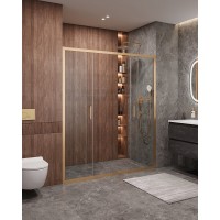 Душевая дверь Cezares Molveno-BF-2-170-C-BORO-IV, 170 см, стекло прозрачное, профиль брашированное золото