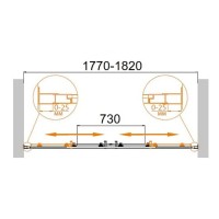 Душевая дверь в нишу Cezares MOLVENO-BF-2-180-C-Cr-IV, 180 х 190 см, стекло прозрачное антикальций, профиля хром