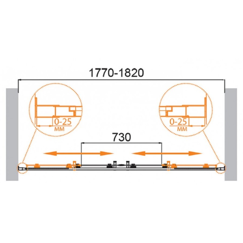 Душевая дверь Cezares Molveno-BF-2-180-P-Cr, 180 см, стекло Punto, профиль хром