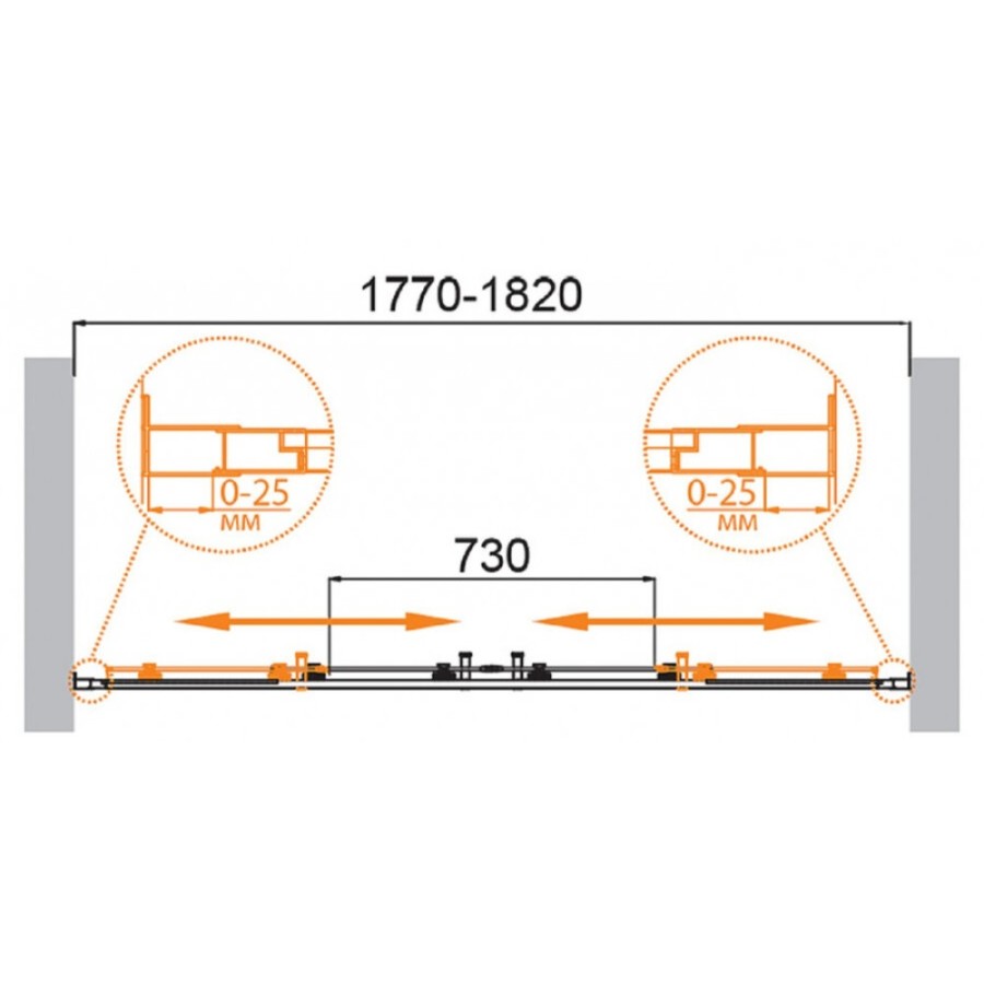 Душевая дверь Cezares Molveno-BF-2-180-P-Cr, 180 см, стекло Punto, профиль хром