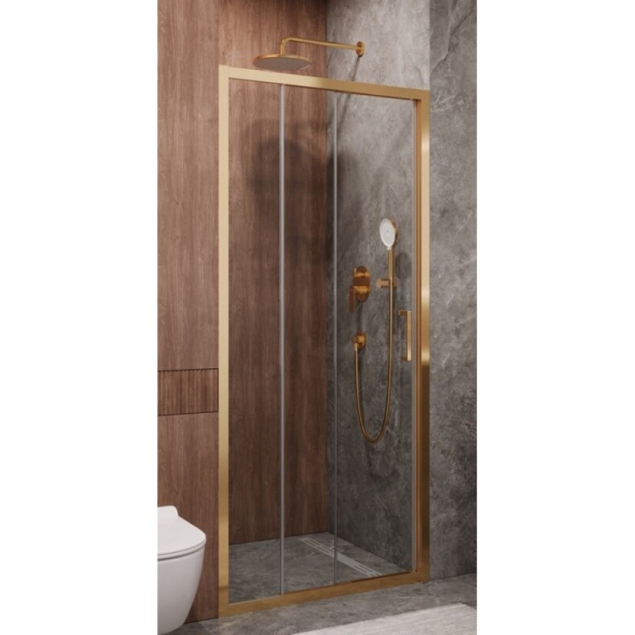 Душевая дверь Cezares Molveno-BF-3-120-C-BORO-IV, 120 см, стекло прозрачное, профиль брашированное золото