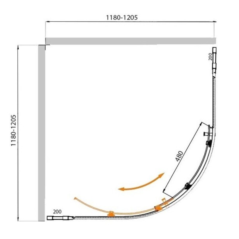 Душевой уголок Cezares Molveno-R-11-100+20-C-Cr-IV, 120 x 120 см, стекло прозрачное антикальций, профиль хром