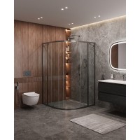 Душевой уголок Cezares Molveno-R-11-90+20-C-GM-IV, 110 x 110 см, стекло прозрачное, профиль оружейная сталь