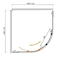 Душевой уголок Cezares Molveno-R-11-90+20-P-Cr, 110 x 110 см, стекло рифленое Punto, профиль хром