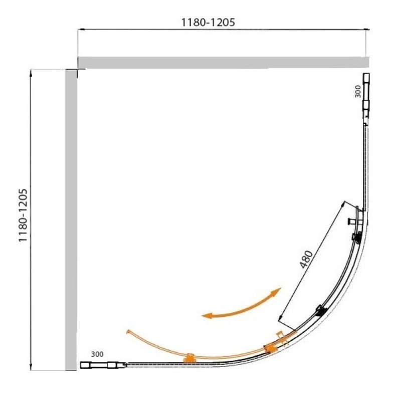 Душевой уголок Cezares Molveno-R-11-90+30-C-Cr-IV, 120 x 120 см, стекло прозрачное антикальций, профиль хром