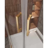 Душевой уголок Cezares Molveno-R-2-100-C-BORO-IV, 100 x 100 см, стекло прозрачное, профиль брашированное золото