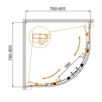 Душевой уголок Cezares Molveno-R-2-80-P-Cr, 80 x 80 см, стекло рифленое Punto, профиль хром