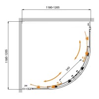 Душевой уголок Cezares Molveno-R-22-100+20-C-BORO-IV, 120 x 120 см, стекло прозрачное, профиль брашированное золото