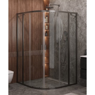 Душевой уголок Cezares Molveno-R-22-100+20-C-GM-IV, 120 x 120 см, стекло прозрачное, профиль оружейная сталь