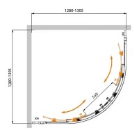 Душевой уголок Cezares Molveno-R-22-100+30-C-BORO-IV, 130 x 130 см, стекло прозрачное, профиль брашированное золото