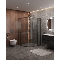 Душевой уголок Cezares Molveno-R-22-100+30-C-GM-IV, 130 x 130 см, стекло прозрачное, профиль оружейная сталь