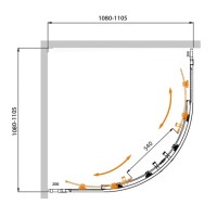 Душевой уголок Cezares Molveno-R-22-90+20-C-GM-IV, 110 x 110 см, стекло прозрачное, профиль оружейная сталь