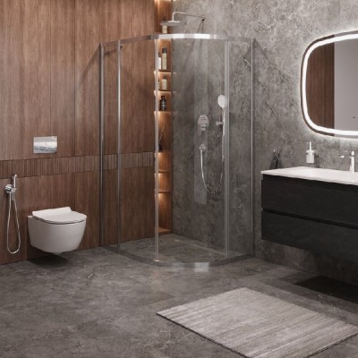 Душевой уголок Cezares MOLVENO-RH-1-110/90-C-Cr-IV, 110 х 90 см, стекло прозрачное, профиль хром