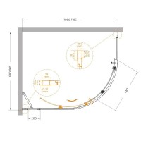 Душевой уголок Cezares MOLVENO-RH-1-110/90-C-Cr-IV, 110 х 90 см, стекло прозрачное, профиль хром