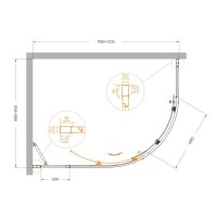 Душевой уголок Cezares Molveno-RH-1-120/90-C-GM-IV, 120 x 90 см, стекло прозрачное, профиль оружейная сталь