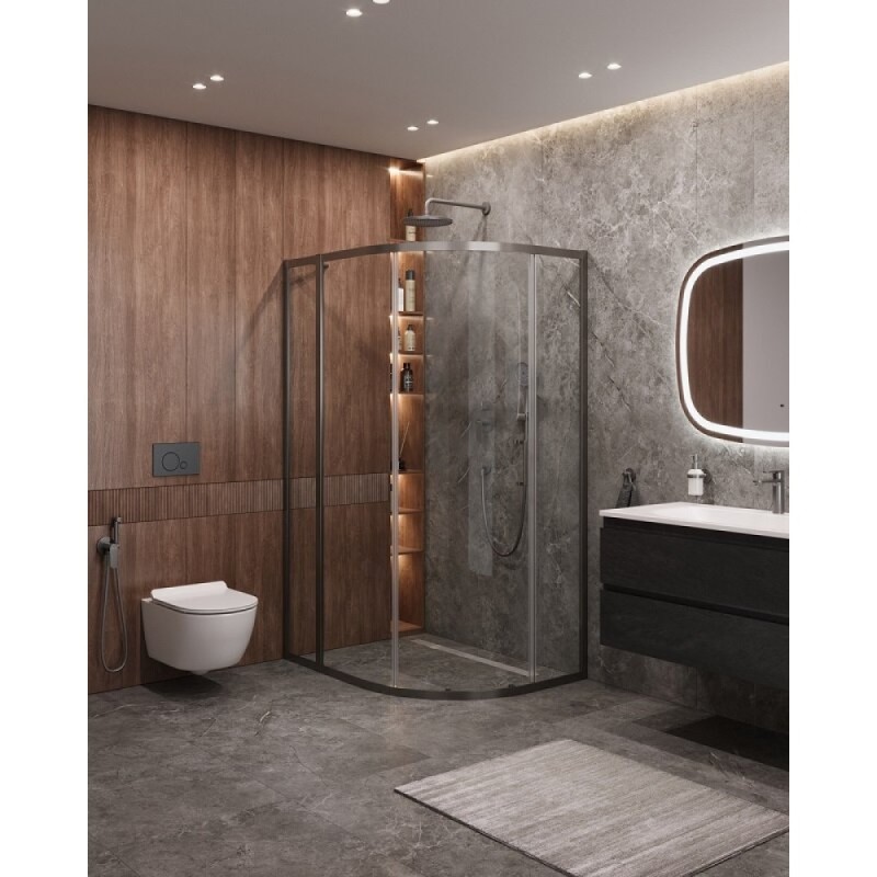 Душевой уголок Cezares Molveno-RH-1-120/90-C-GM-IV, 120 x 90 см, стекло прозрачное, профиль оружейная сталь