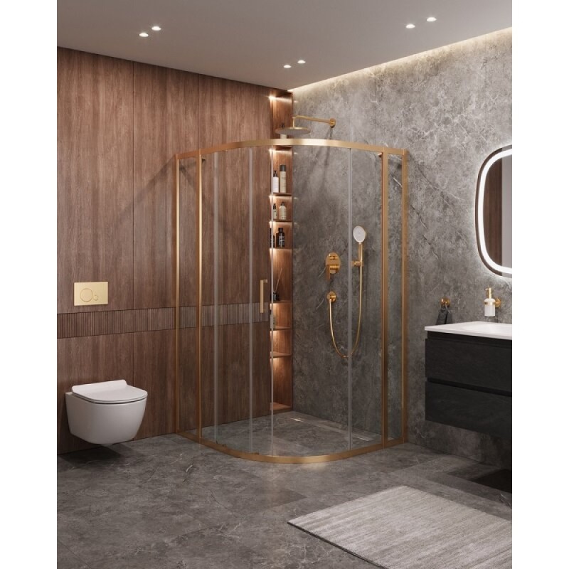 Душевой уголок Cezares Molveno-RH-11-120/110-C-BORO-IV, 120 x 110 см, стекло прозрачное, профиль брашированное золото