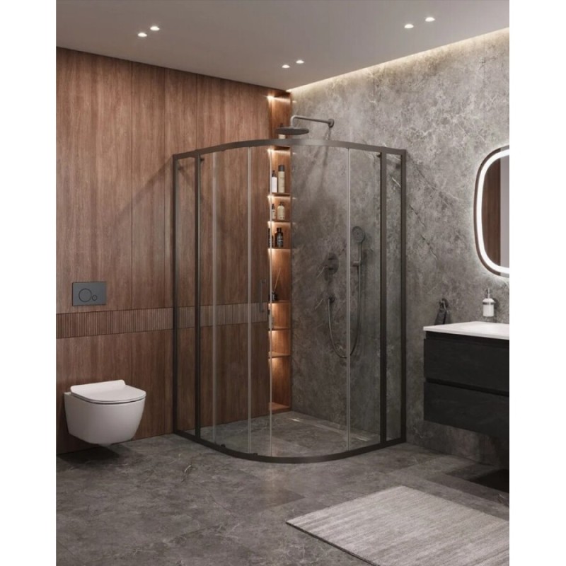Душевой уголок Cezares Molveno-RH-11-120/110-C-GM-IV, 120 x 110 см, стекло прозрачное, профиль оружейная сталь