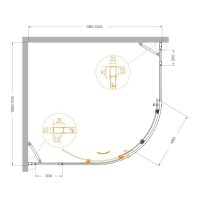Душевой уголок Cezares Molveno-RH-11-120/110-C-GM-IV, 120 x 110 см, стекло прозрачное, профиль оружейная сталь