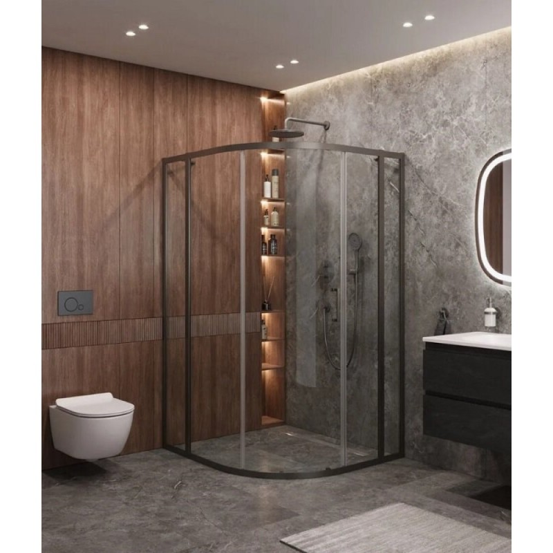 Душевой уголок Cezares Molveno-RH-11-120/110-C-GM-IV, 120 x 110 см, стекло прозрачное, профиль оружейная сталь